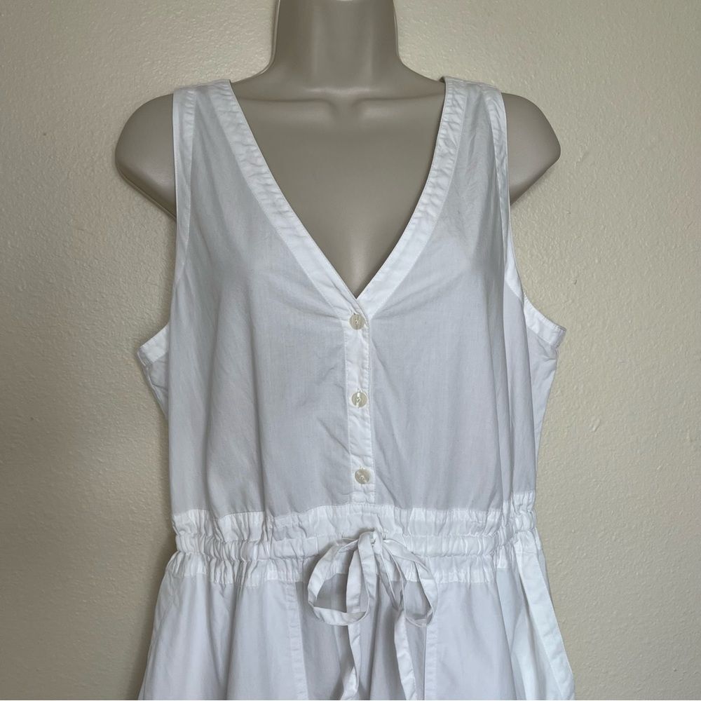 Gap Sleeveless White Midi Dress Elastic Drawstring Waist Patch Pockets Women Med - Picture 4 of 12